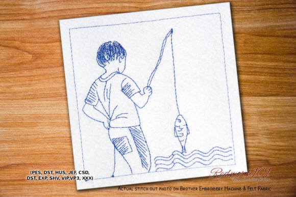 Fisherman with Rod and Fish Redwork Review