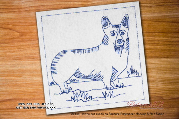 Pembroke Welsh Corgi Redwork for Etsy